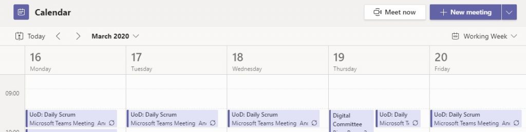 daily scrum calendar